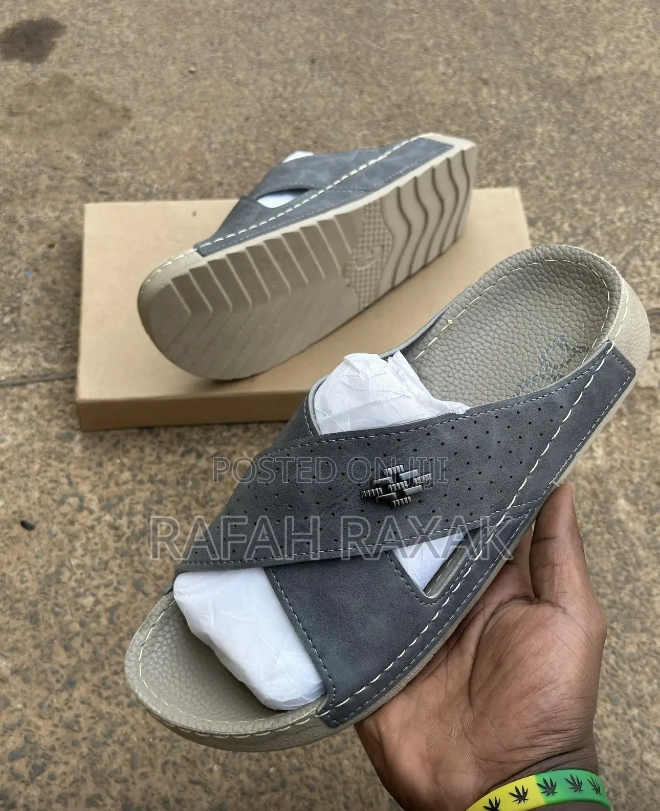 Men’S Classic Grey Polox Cross Sandals