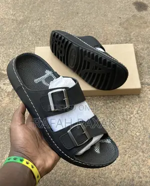 New Classic Men’S Black Double Strap Polox Sandals