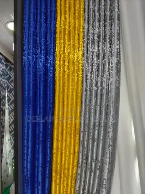 Royal Blue 1.5 ,Yellow and Grey Curtain Meter Per Each