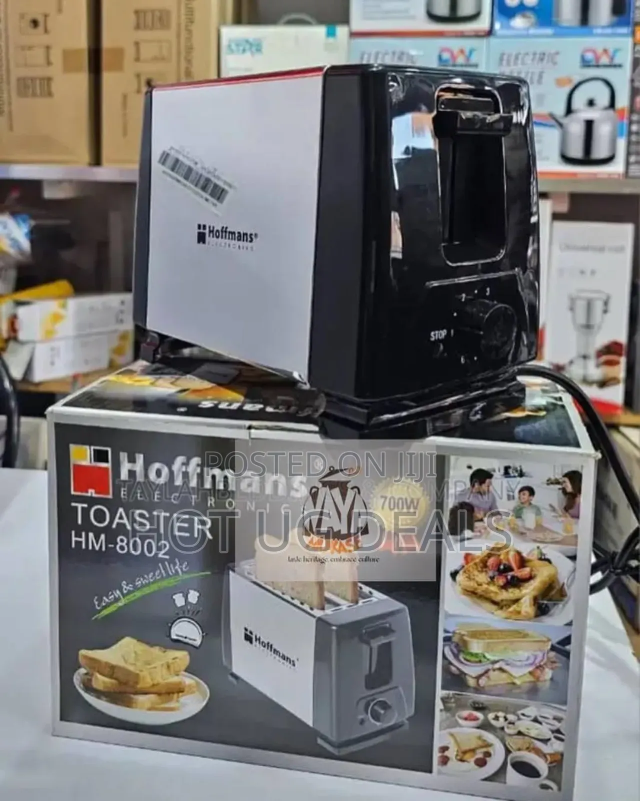 Hoffmans 2 Slice Electric Bread Toaster - Silver, Black