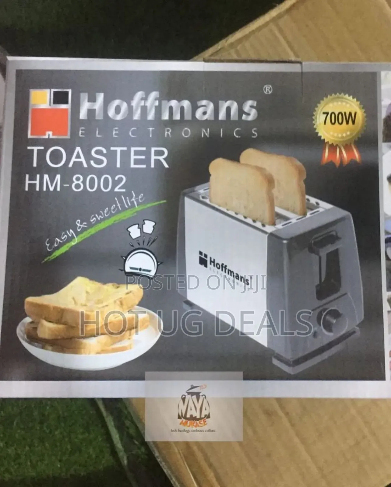Hoffmans 2 Slice Electric Bread Toaster - Silver, Black