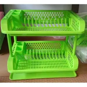2 Tier Plastic Kitchen Dish Rack Drainer
