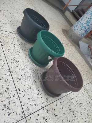Black ,Coffee Brown and Green Plastic Flower Pots