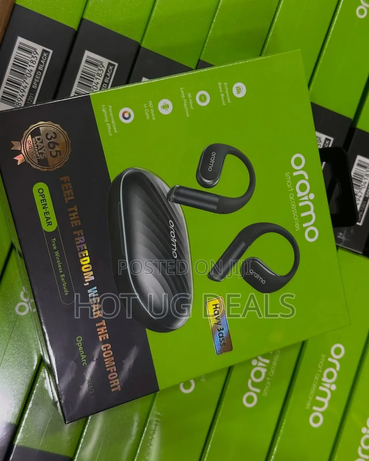 Oraimo Openarc Open-ear True Bass Wireless Earbuds - Black