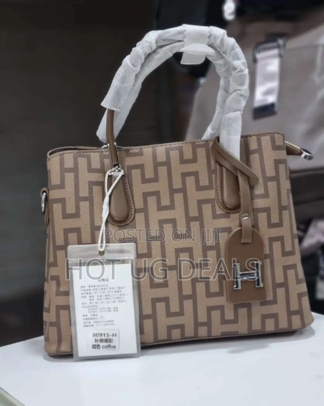 Ladies Designer Handbag - Blue, Cream