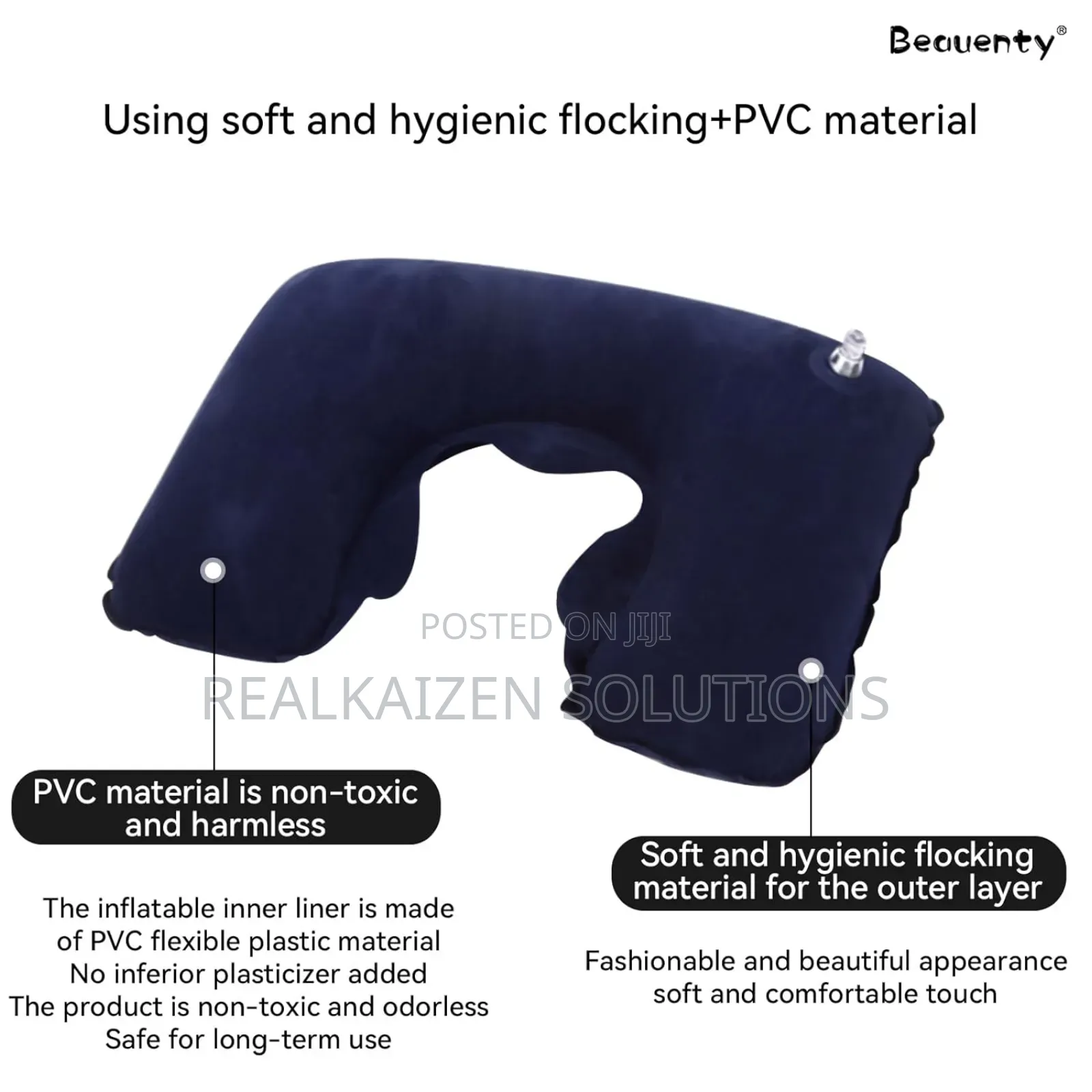 3d Inflatable Flocked Pillow| Eye Mask| Ear Plugs Travel Set