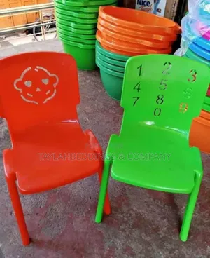 Plastic Kindergarten Baby Chair-Green Orange