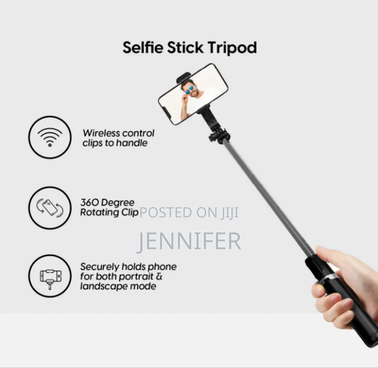 3 in 1 Extendable Selfie Stick With Phone Holder
