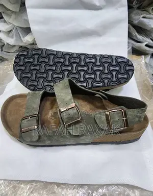 New Men’S Oil Green Ankle Strap Birkenstocks Milano Sandals