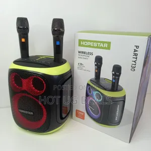 Hopestar Party Speaker With 2 Microphones Wireless Deep Bass