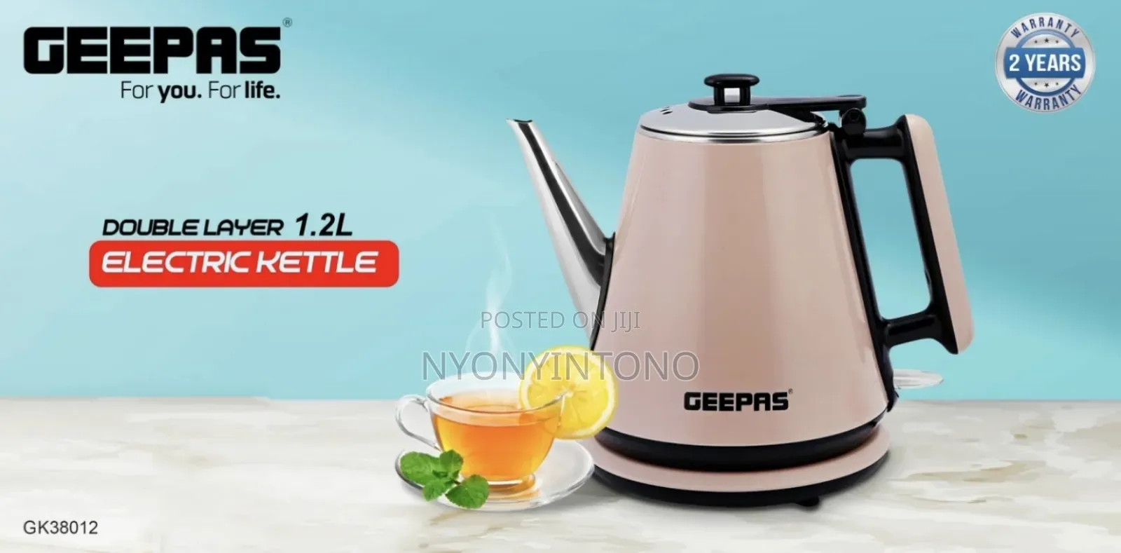 Geepas Double Layer High-Quality Electric Kettle GBK 38012