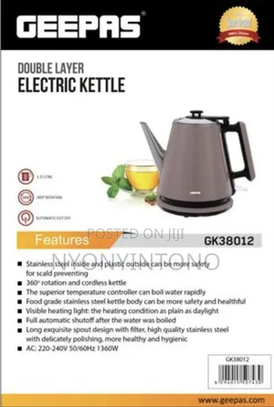 Geepas Double Layer High-Quality Electric Kettle GBK 38012