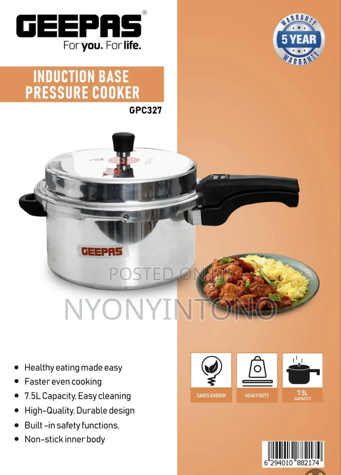 Geepas 7.5liters Best- Quality Pressure Cooker