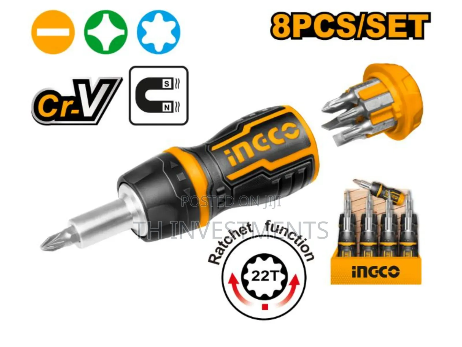 8 in 1 Stubby Ratchet Screwdriver Set
