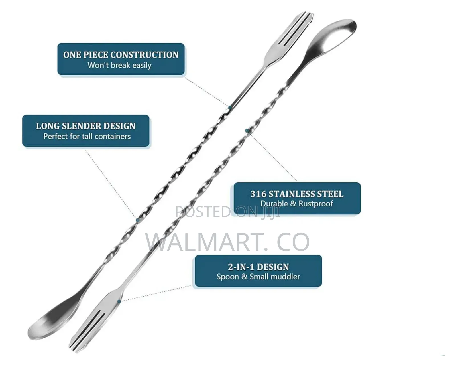 Stainless Steel Silver Bar Spoon With Fork