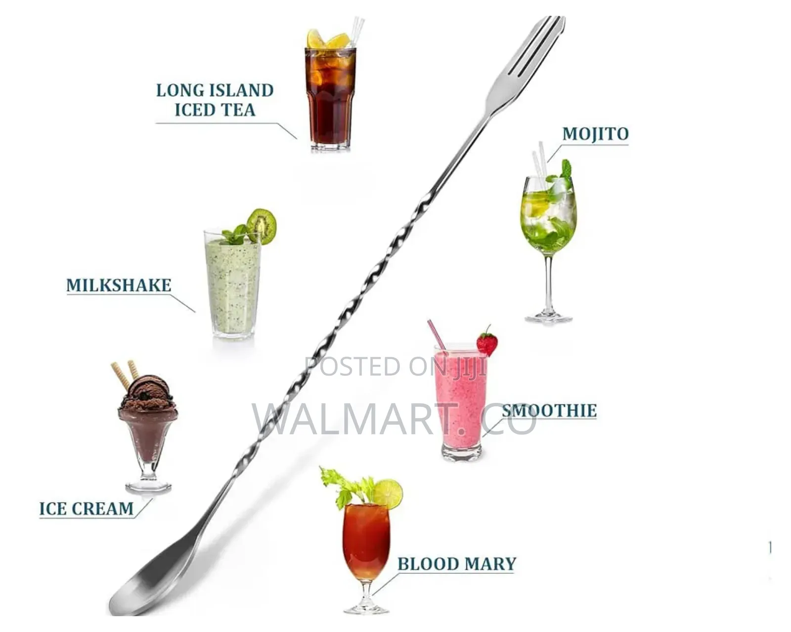 Stainless Steel Silver Bar Spoon With Fork