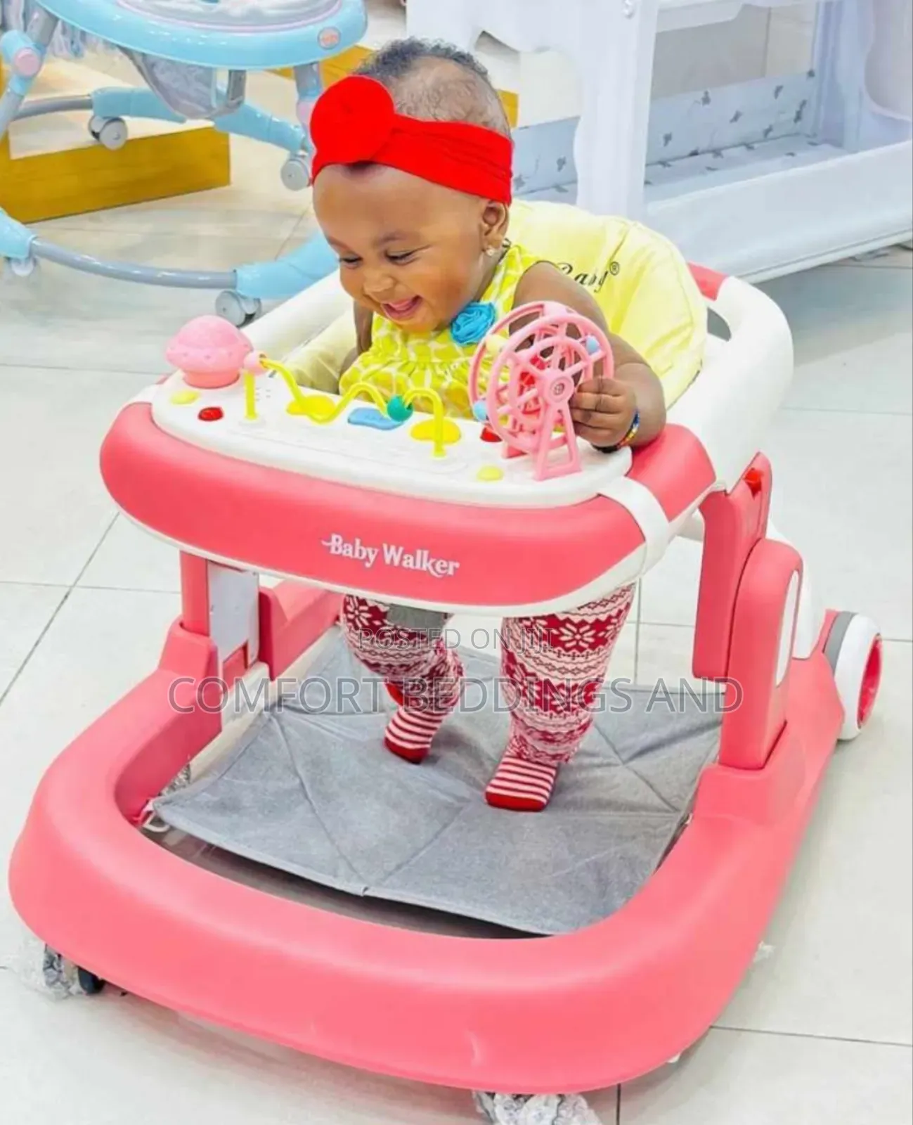 Adjustable Height Baby Walker Pink