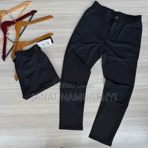Plain Black Sweater Pant With a Button