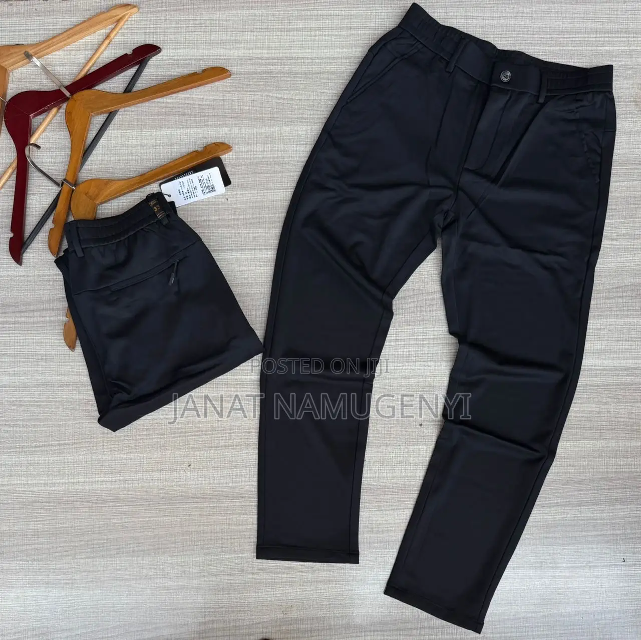 Plain Black Sweater Pant With a Button