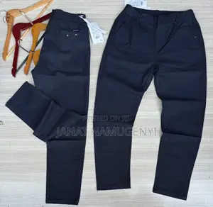 Plain Navy Blue Sweater Pant With a Button