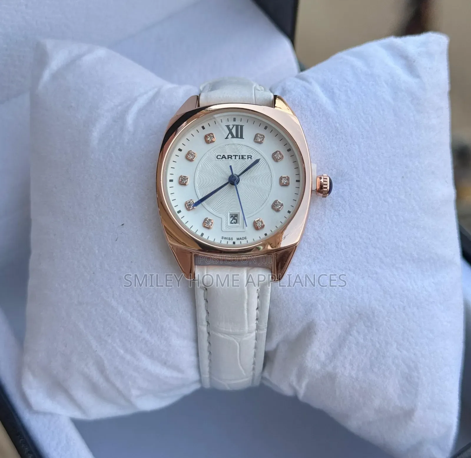 White Leather Strapped Ladies' Cartier Gift Box Time Piece