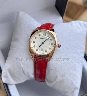 Read Leather Strapped Women's Cartier Wrist Time Piece
