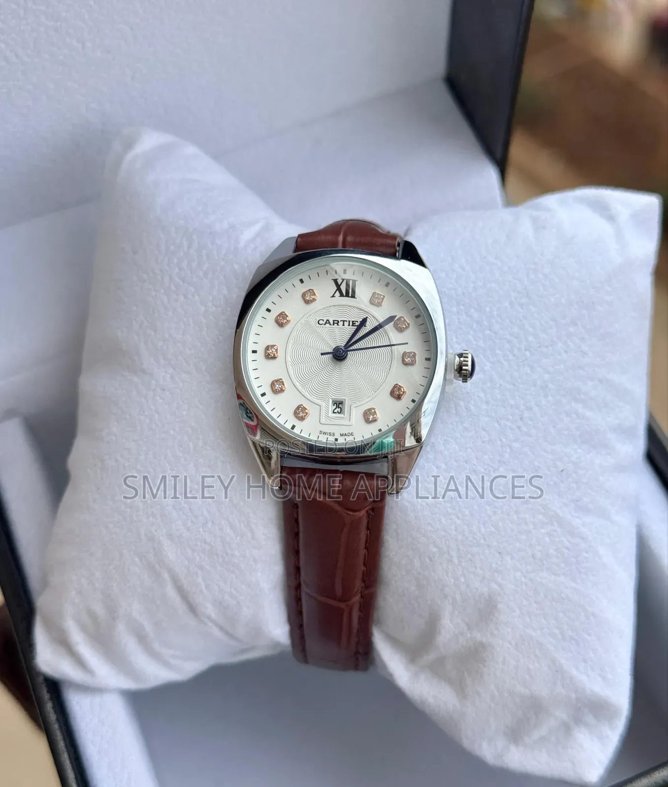 Ladies' Authentic Cartier Wrist Time Piece With Silver Case