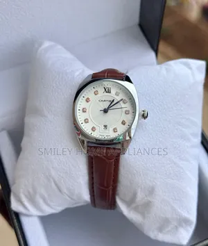 Ladies' Authentic Cartier Wrist Time Piece With Silver Case