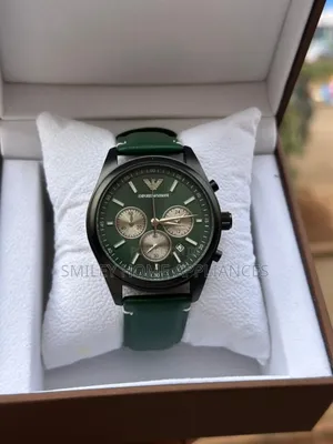 Emporio Armani Men's Original Wrist Time Piece Green Leather