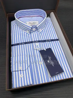Thomas Mason Stripped Blue Long Sleeved Shirt