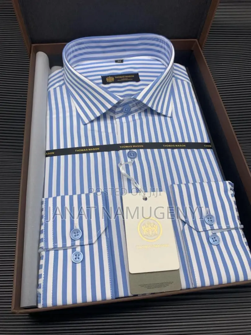 Thomas Mason Stripped Blue Long Sleeved Shirt