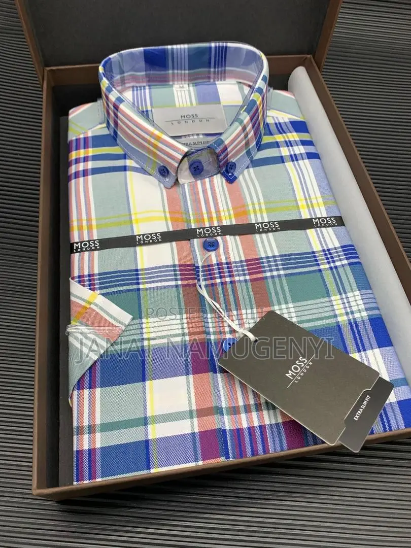 Moss London Blue Checked Short Sleeved Shirt