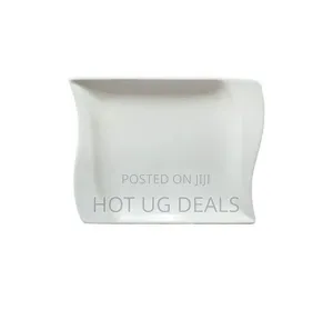 6 Pcs Square Curved Side Dinner Plates - White