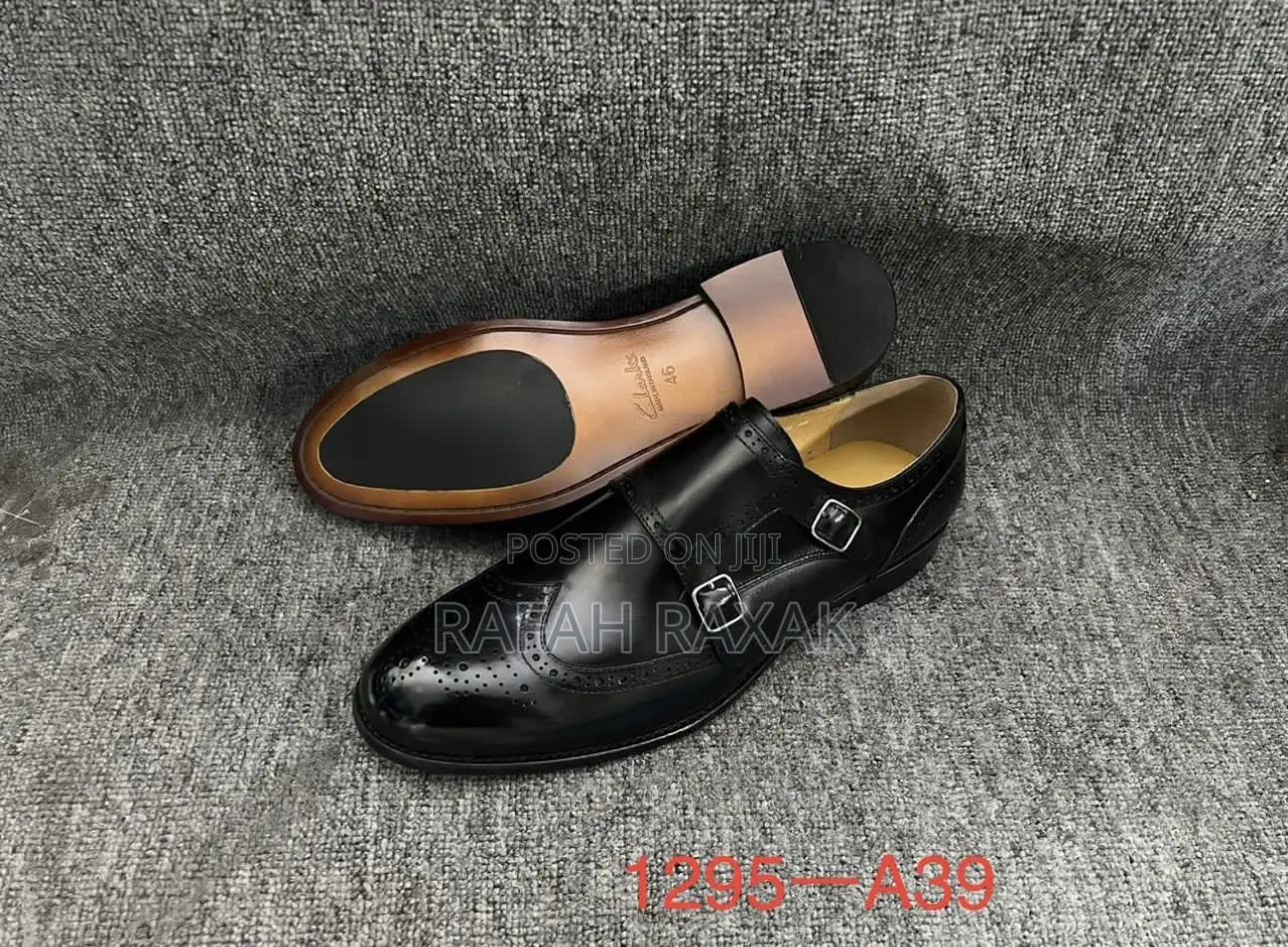 Men’S Black Clarks Double Monkstrap Oxfords