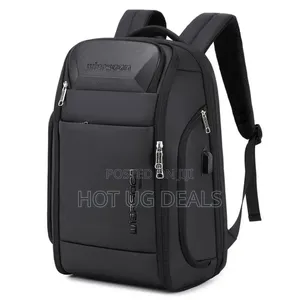 Unisex Water Resistant Laptop Back Bag - Black