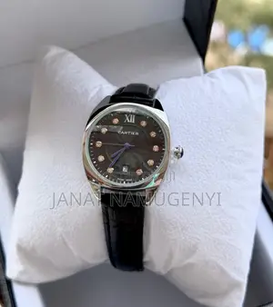 Black Silver Cartier Swiss Made Watch With Black Display