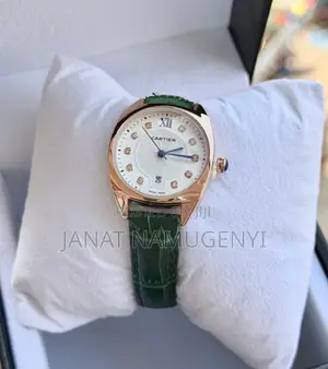 Green Gold Cartier Swiss Made Watch With White Display