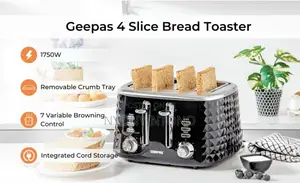 Geepas Vip 4slice Bread Toaster GBT-36537 With 2yrs Warranty