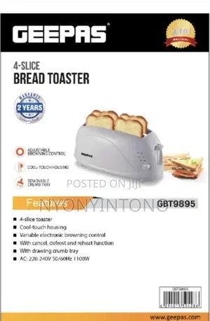Geepas 4slice High-Quality Bread Toaster GBT-9895