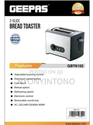 Geepas 2slice Bread Toaster GBT- 6152