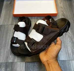 Men’S Classic Dark Tan Ecco Ankle Strap Leather Sandals