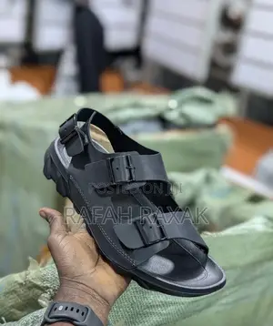Men’S Classic Ecco Ankle Strap Black Leather Sandals