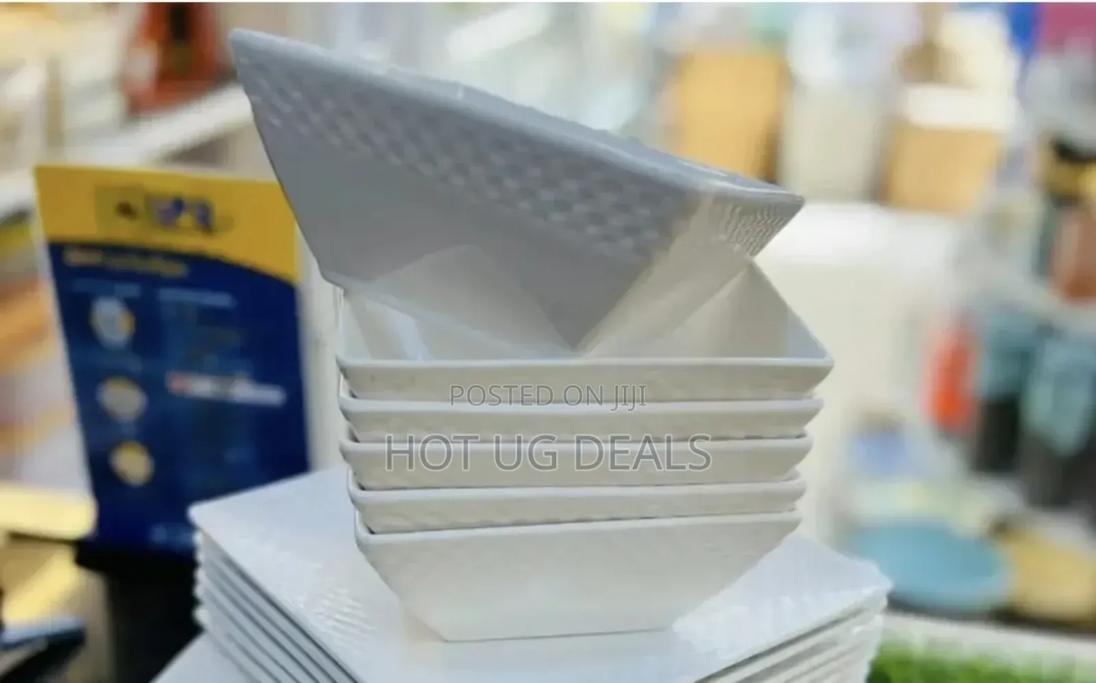 6 Pieces Ceramic Square Shaped Dinner Bowls -white