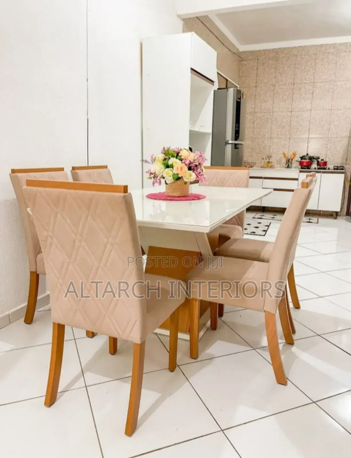 Modern White and Brown Dining Set