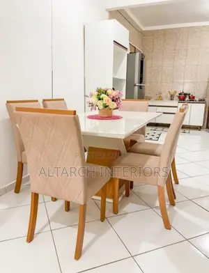Modern White and Brown Dining Set