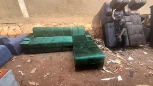 Green Velvet 6 Seater L Shape for Sale