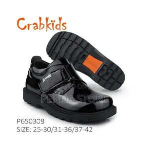 Shiny Black Boys School Shoes With Strong Sole Crabkids