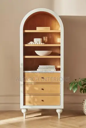 Book Shelf in Curved Design With Drawers
