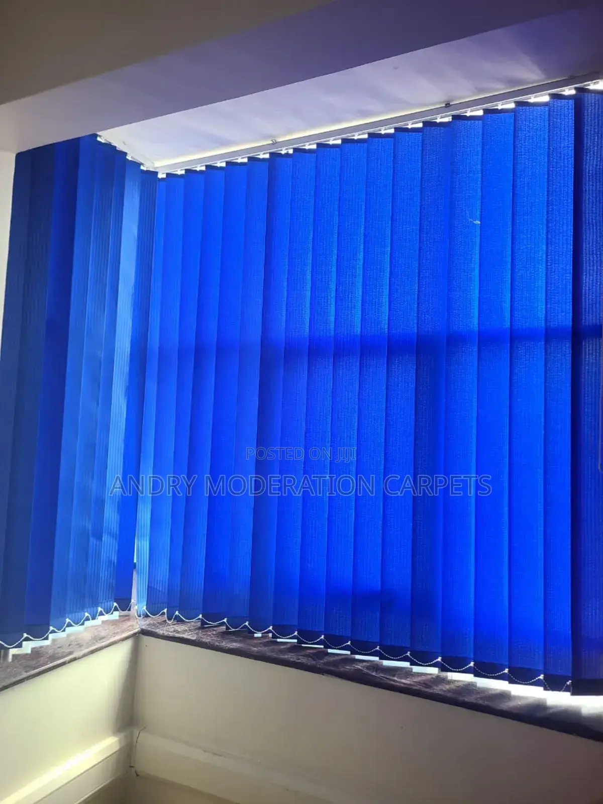 Vertical Royal Blue Office Blind Curtains