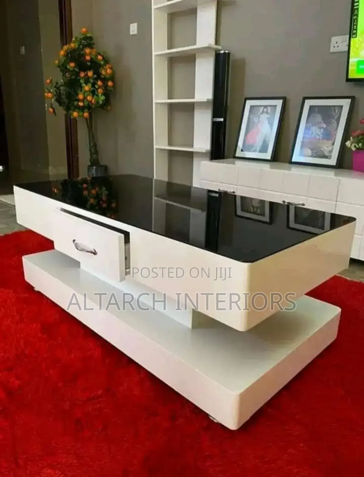 Black and White With Glass Centre Table